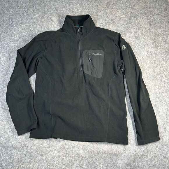 Eddie Bauer Quarter Zip Mens Medium Black Fleece First Ascent Pullover Outdoors - Picture 1 of 8